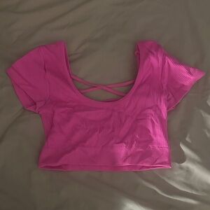 Aerie Pink Ribbed Crop Top